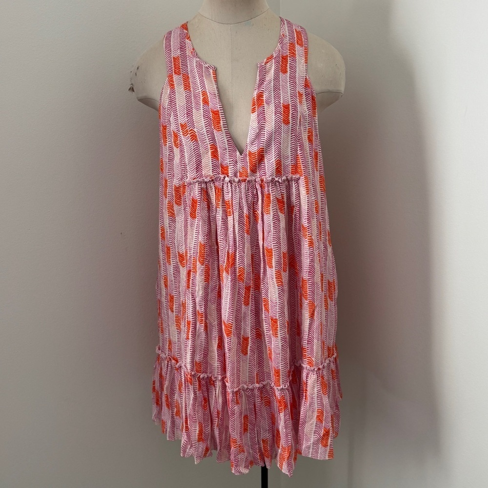 Lem Lem XS Mini Dress ~ Chevron Arrows Pink Orange Beach Vacation